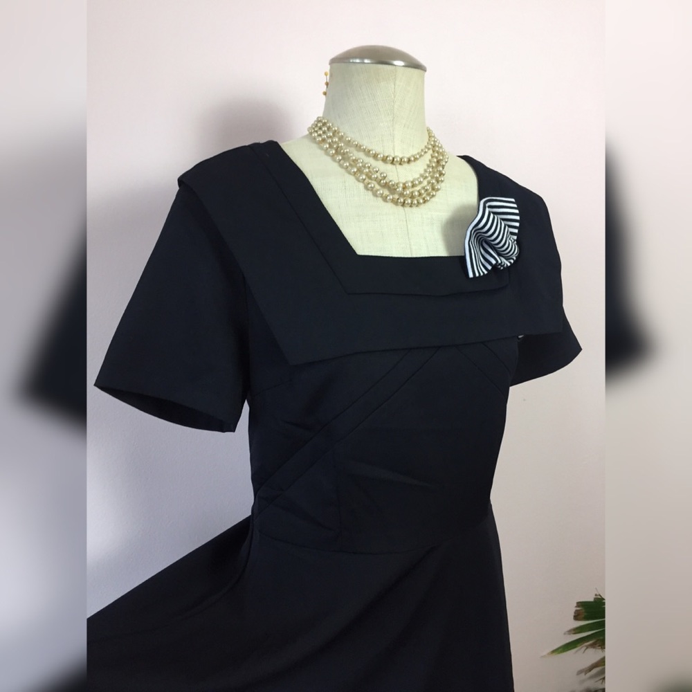 Navy Blue Bettie Page Dress (L-XL) - Picture 1 of 7